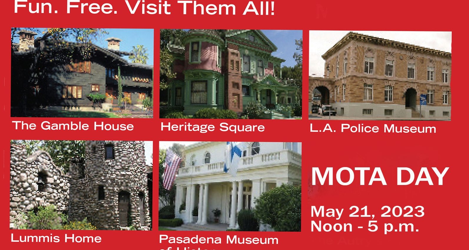 A flyer for the five museums in los angeles.