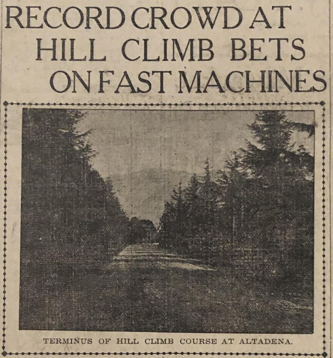 vintage newspaper clipping with photo of a tree lined street