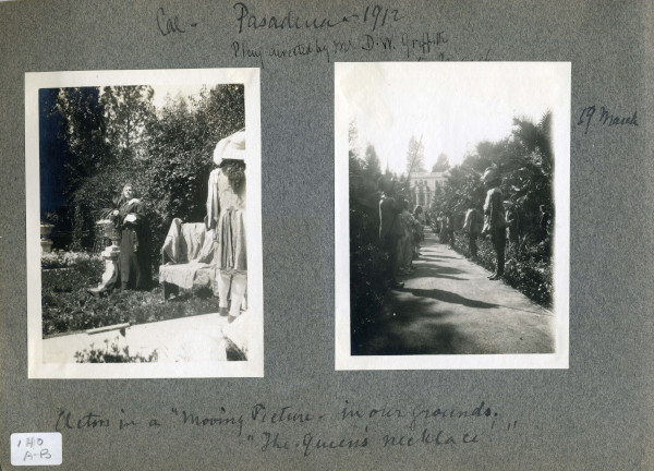When Kings Were the Law was filmed at the Fényes Mansion in March 1912. (Fényes Collection, FCP.40.2 p.140 A-B)