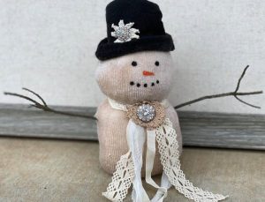 Snow man made of out of a sock from our holiday Art2Go workshop