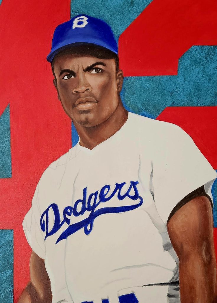 Jackie Robinson, I am a Man, 2025. By Richard Aguilar (b. 1957). Acrylic on canvas